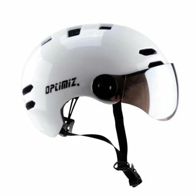 Casque Vélo Urbain à Visière Blanc Optimiz O-380 – Image 7