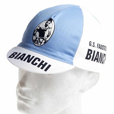 Vintage Cycling Casquette Vélo Vintage Bianchi - Blanc Et Bleu Clair – Image 2
