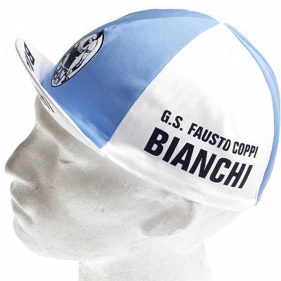 Vintage Cycling Casquette Vélo Vintage Bianchi - Blanc Et Bleu Clair – Image 3