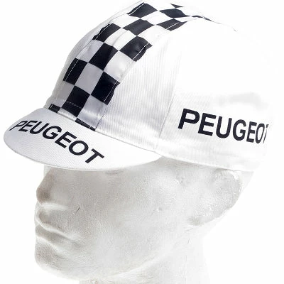 Vintage Cycling Casquette Vintage Multisport Vélo Logo Peugeot Cycles à Damiers – Image 2