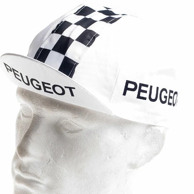 Vintage Cycling Casquette Vintage Multisport Vélo Logo Peugeot Cycles à Damiers – Image 4