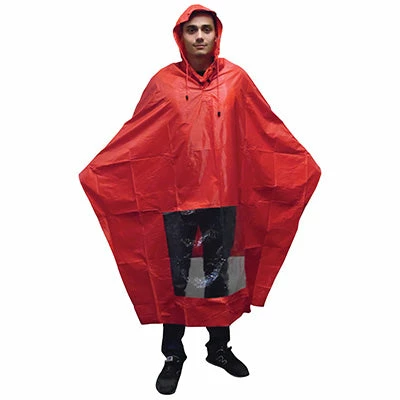 Hooodie Poncho Pluie Rouge Avec Fenêtre Pour Lumière De Vélo – Image 2