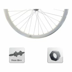 Brandless Roue Arrière Vélo De Course 700 Blanche Roue Libre 5-7 Vitesses